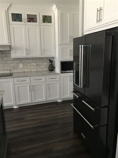 dark cabinets with black stainless steel appliances|white kitchen cabinets black appliances.